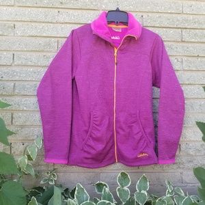 Cabelas pink fleece zip jacket pink yellow EUC